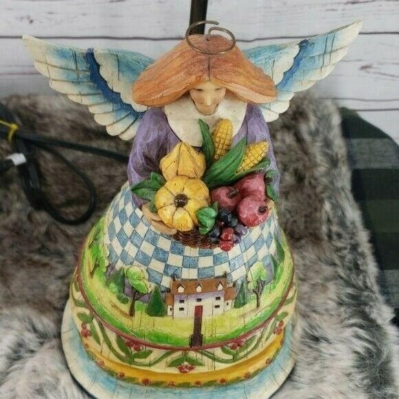 Jim Shore Harvest Angel Lamp Heartwood Set 2‎ Piece No SHADE - Picture 4 of 8